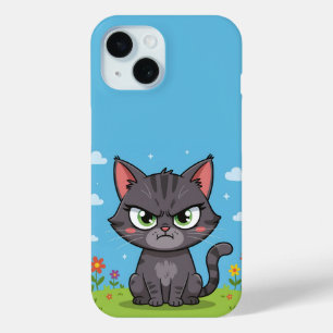 Coque Pour iPhone 15 Chat gris en colère