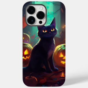 Coque Pour Pour iPhone 14 Pro Max Chat Halloween Tuxedo Avec Peur Citrouille