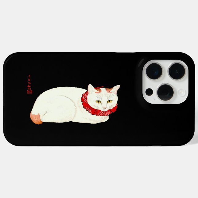 Coques Case-Mate iPhone Chat japonais blanc et gingembre (Verso (horizontal))