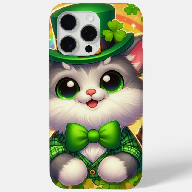 Coques Case-Mate iPhone Chat mignon/chaton Saint Patrick's Day (Verso)