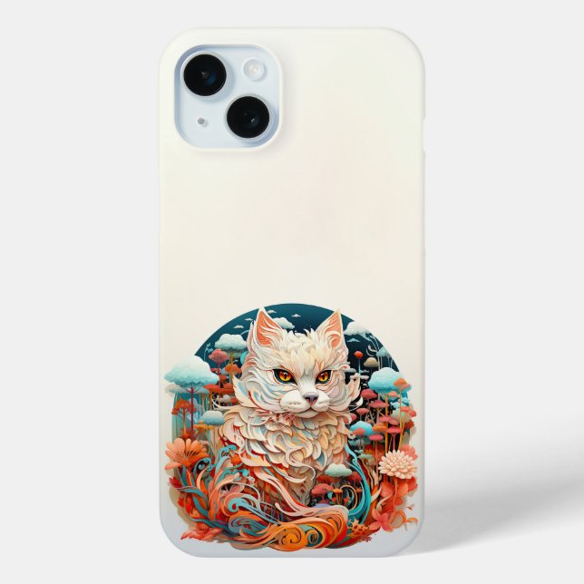 Coques Case-Mate iPhone Chat mignonne avec fleurs Papier Coupe (Verso)