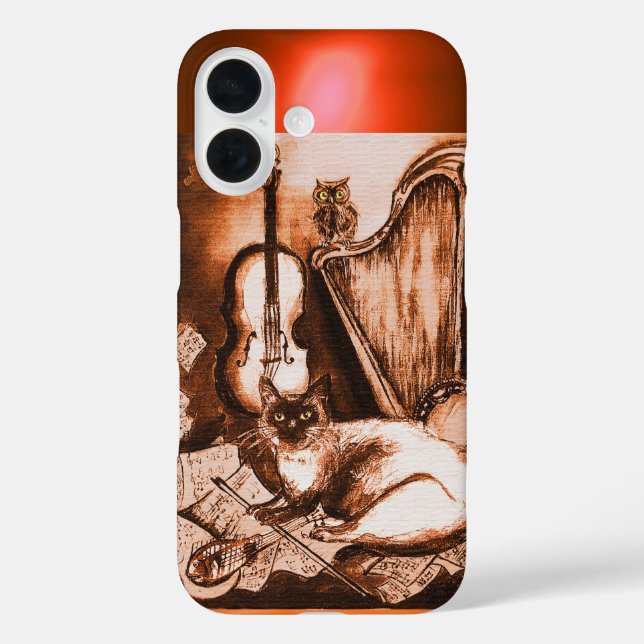COQUES Case-Mate iPhone CHAT MUSICALE AVEC OWL DANS GEM SEPIA BROWN (Verso)