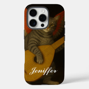 Coques iPhone 16 Pro Chat musicien ailé jouant du luth Art