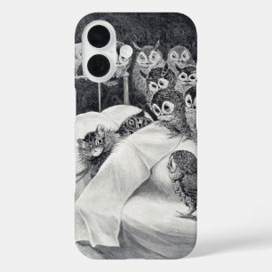 Coques iPhone 16 Chat Nightmare Owl Bird, Louis Wain