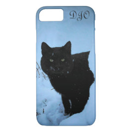 Coque iPhone 8/7 Chat noir à pattes neigeuses