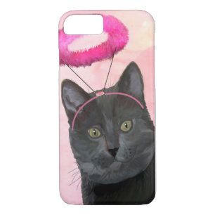 Coque Case-Mate Pour iPhone Chat Noir Avec Halo Angel Rose