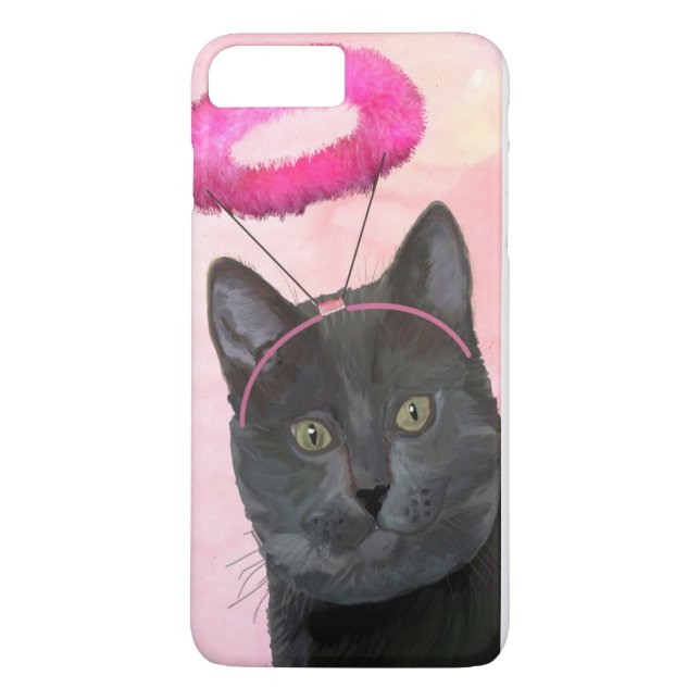 Coques Case-Mate iPhone Chat Noir Avec Halo Angel Rose (Dos)