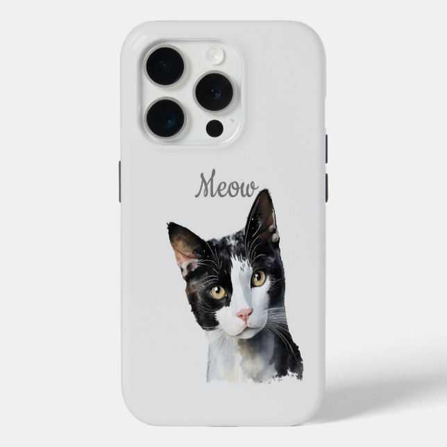 Coques Case-Mate iPhone Chat noir blanc de viande (Verso)