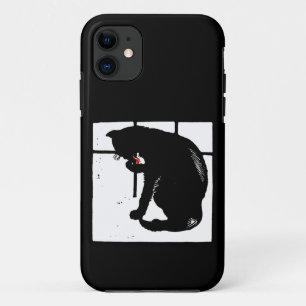 Etui iPhone Case-Mate Chat noir coupé en bois victorien