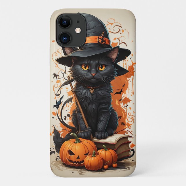 Coques Case-Mate iPhone Chat noir d'Halloween (Dos)