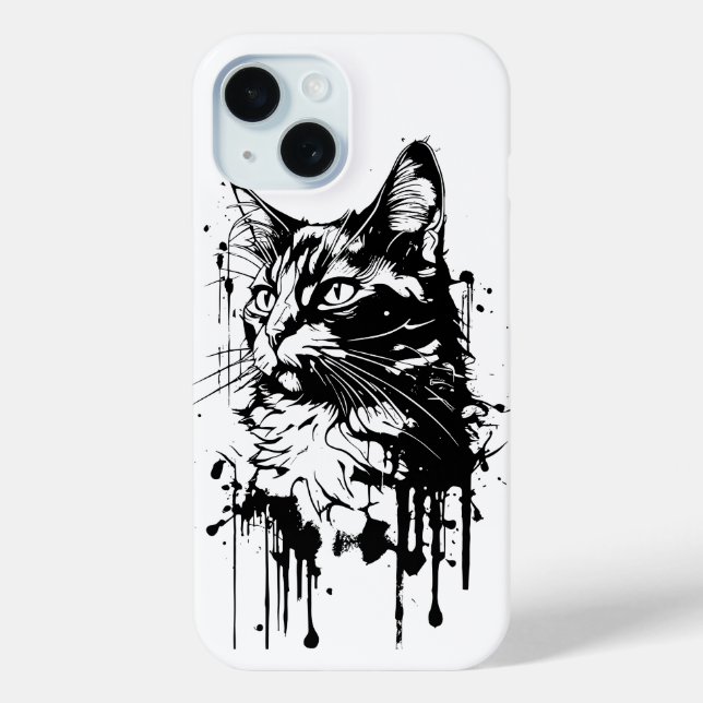 Coques Case-Mate iPhone Chat noir et blanc Splash  (Verso)