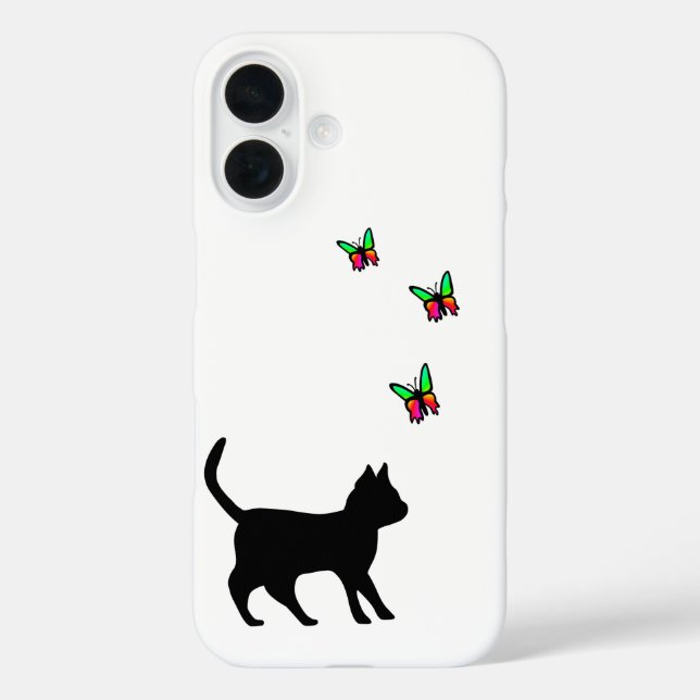 Coques Case-Mate iPhone Chat noir et papillon (Verso)
