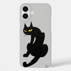 Coques iPhone 16 Plus CHAT NOIR gris