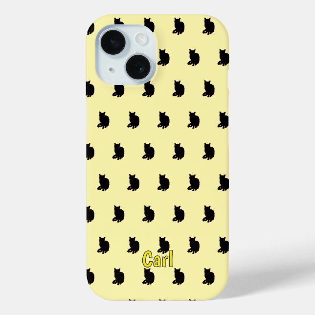 Coques Case-Mate iPhone Chat noir (Jaune) (Verso)