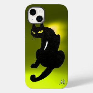 Coque Pour iPhone 14 Plus CHAT NOIR jaune