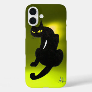 Coques iPhone 16 Plus CHAT NOIR jaune