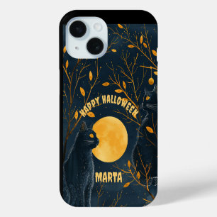 Coque Pour iPhone 15 Chat noir Joyeux Halloween