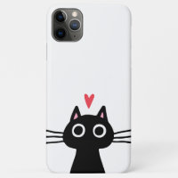 Chat noir mignon avec coeur