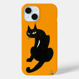 Coque Pour iPhone 15 CHAT NOIR NINJA Jaune