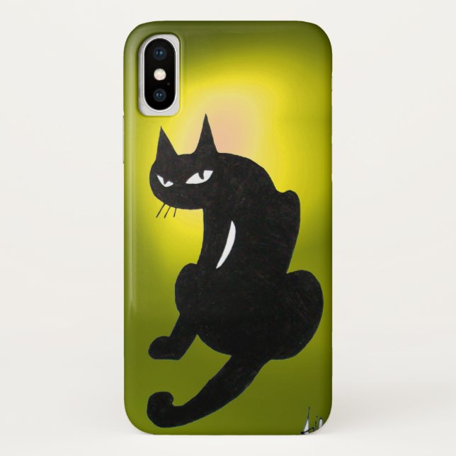 Coques Case-Mate iPhone CHAT NOIR NINJA Jaune clair (Dos)