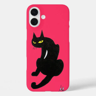 Coques iPhone 16 Plus CHAT NOIR NINJA rose