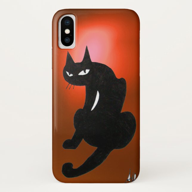 Coques Case-Mate iPhone CHAT NOIR NINJA Rouge orange (Dos)