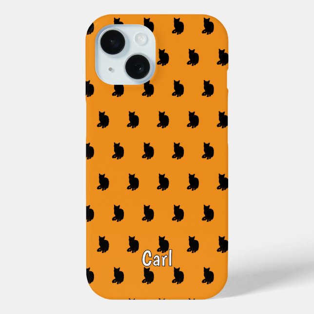 Coques Case-Mate iPhone Chat noir (orange) (Verso)