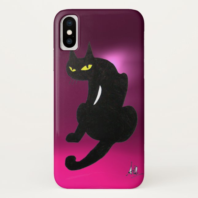 Coques Case-Mate iPhone CHAT NOIR rose (Dos)
