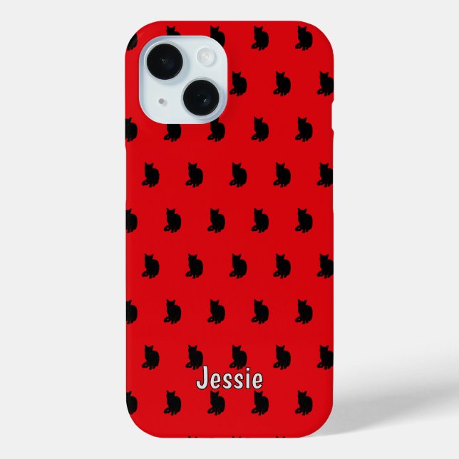 Coques Case-Mate iPhone Chat noir (rouge) (Verso)
