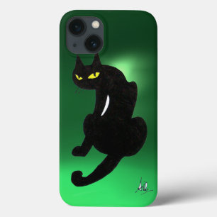 iPhone 13 Coque CHAT NOIR vert