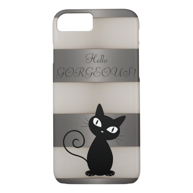 Coques Case-Mate iPhone Chat Noir Whimsical Quirky Striped - Hello Gorgey (Dos)