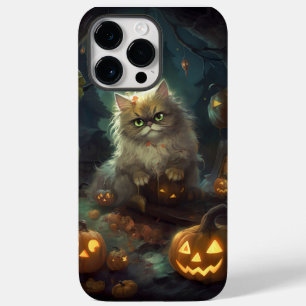 Coque Pour Pour iPhone 14 Pro Max Chat Persan Halloween avec citrouilles effrayantes