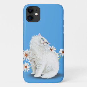 Case-Mate iPhone Case chat perse blanc avec marguerite