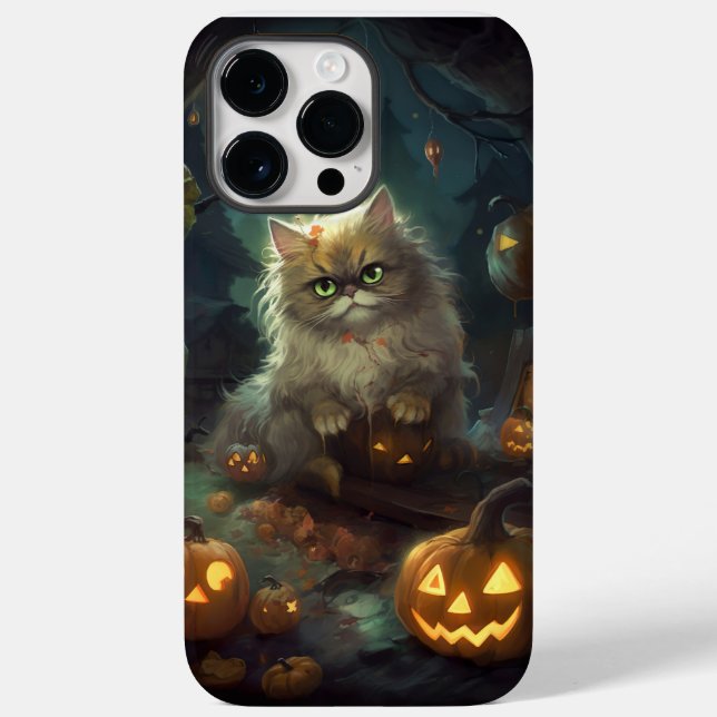 Coques Case-Mate iPhone Chat perse d'Halloween avec effroi Citrouille (Verso)