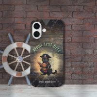 Chat pirate curieux déchiffrant d'anciens mystères