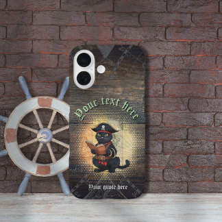 Coques iPhone 16 Chat pirate curieux déchiffrant d'anciens mystères