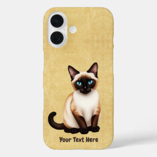 Coques iPhone 16 Chat Siamois Sur Vieux Papier