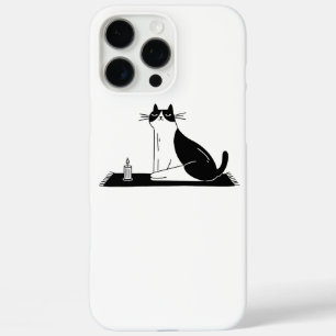 Coques iPhone 16 Pro Max Chat Smoking Meditant Sur Un Tapis À La Lumière D'