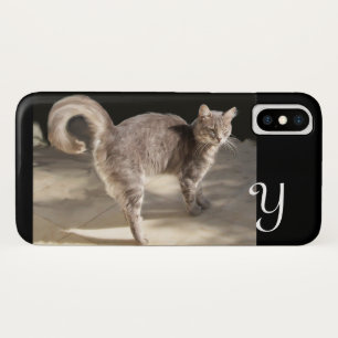 COQUE iPhone X CHAT TURQUE MONOGRAMME