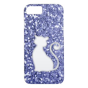 Coque iPhone 8/7 Chat violet de regard de parties scintillantes