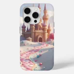 Coque iPhone 15 Pro Château de fée Snowy Pink Candyland