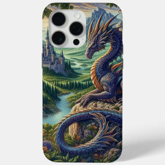 Coque iPhone 15 Pro Max Château du Dragon médiéval coloré