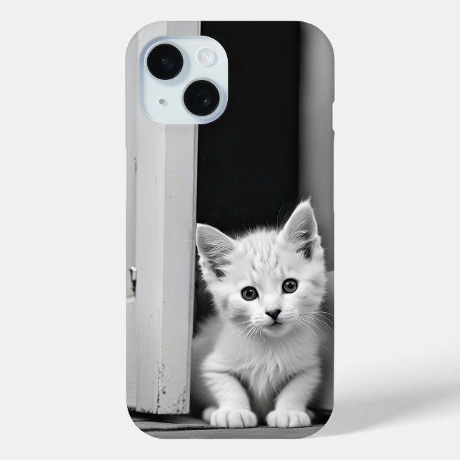 Coques Case-Mate iPhone Chaton Blanc À La Porte (Verso)