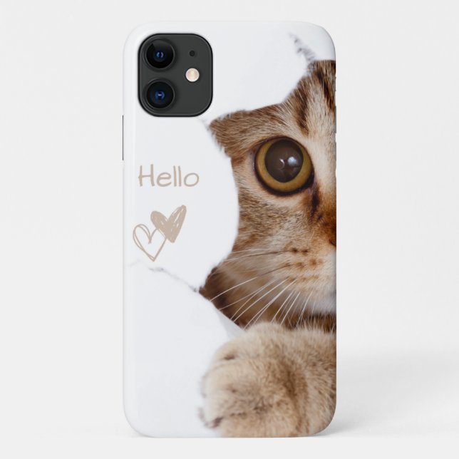 Coques Case-Mate iPhone chaton mignon, coeur jaune (Dos)