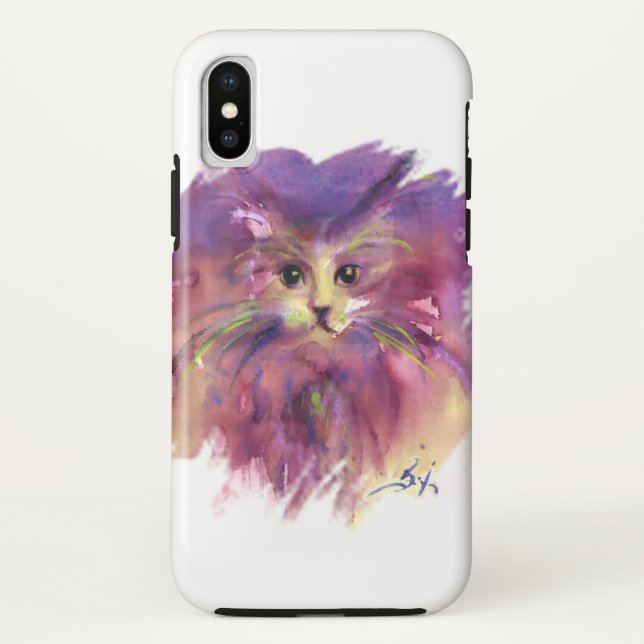 Coques Case-Mate iPhone Chaton VIOLET, PORTRAIT DE CHAT, Blanc (Dos)