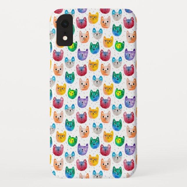 Coques Case-Mate iPhone Chats aquarelles et amis (Dos)