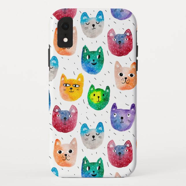 Coques Case-Mate iPhone Chats aquarelles et amis (Dos)