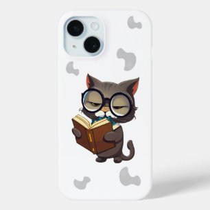 Coque Pour iPhone 15 Chats cool portant des lunettes Lire le livre