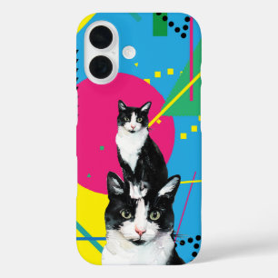 Coques iPhone 16 Chats d'aquarelle couleur mignonne avec Motif rétr