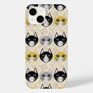 Coque Pour iPhone 14 Chats Herringbone Beige